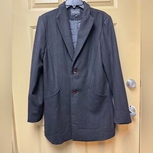 Chouyatou Women's Winter Single Breasted Long Formal Overcoat Navy Blue XXL NWT